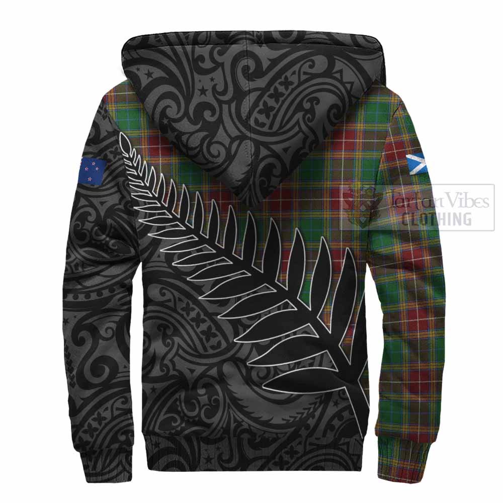 Tartan Vibes Clothing Baxter Crest Tartan Sherpa Hoodie with New Zealand Silver Fern Half Style