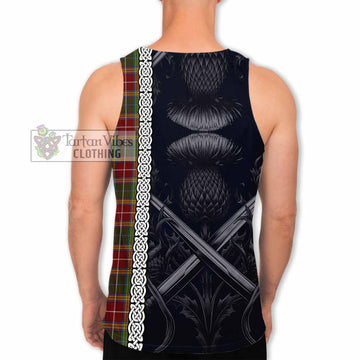 Baxter Tartan Men's Tank Top with Family Crest Cross Sword Thistle Celtic Vibes