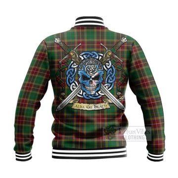 Baxter Tartan Baseball Jacket with Family Crest Celtic Skull Style