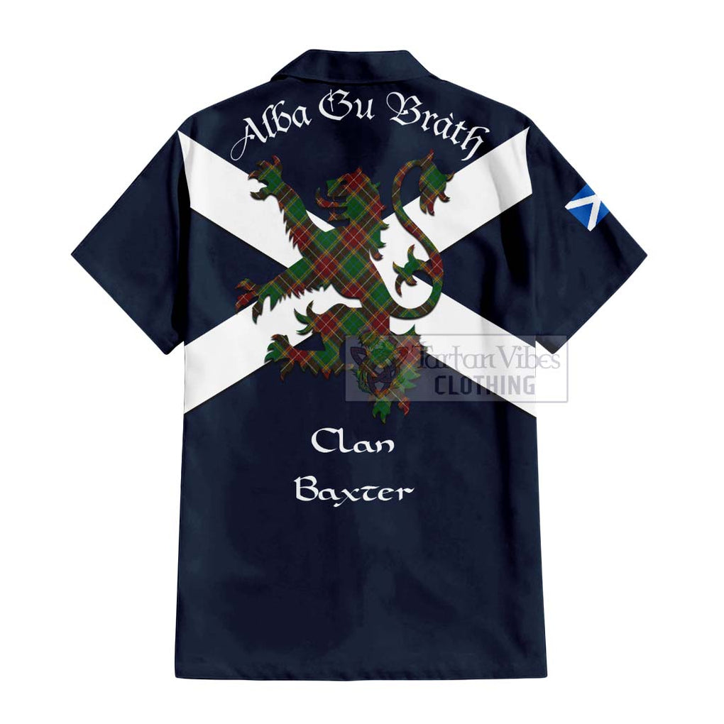 Tartan Vibes Clothing Baxter Tartan Lion Rampant Short Sleeve Button Shirt – Proudly Display Your Heritage with Alba Gu Brath and Clan Name