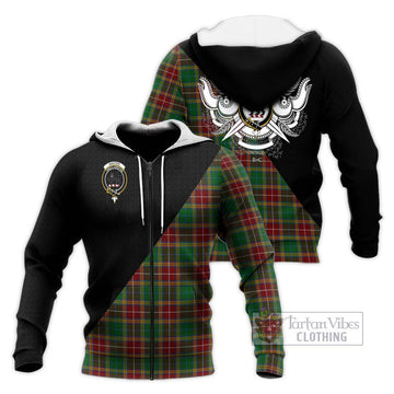 Baxter Tartan Knitted Hoodie with Family Crest and Military Logo Style