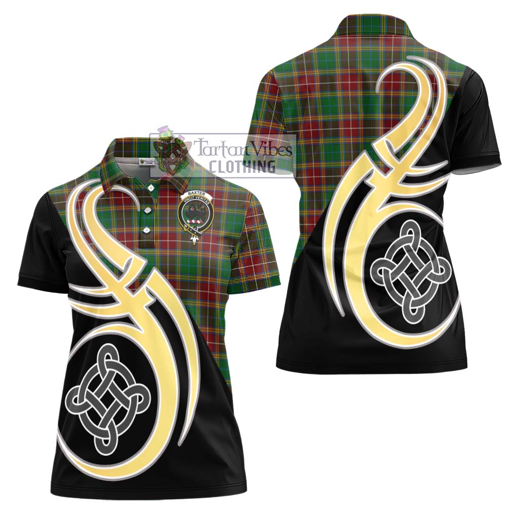 Baxter Tartan Women's Polo Shirt with Family Crest and Celtic Symbol Style - Tartan Vibes Clothing