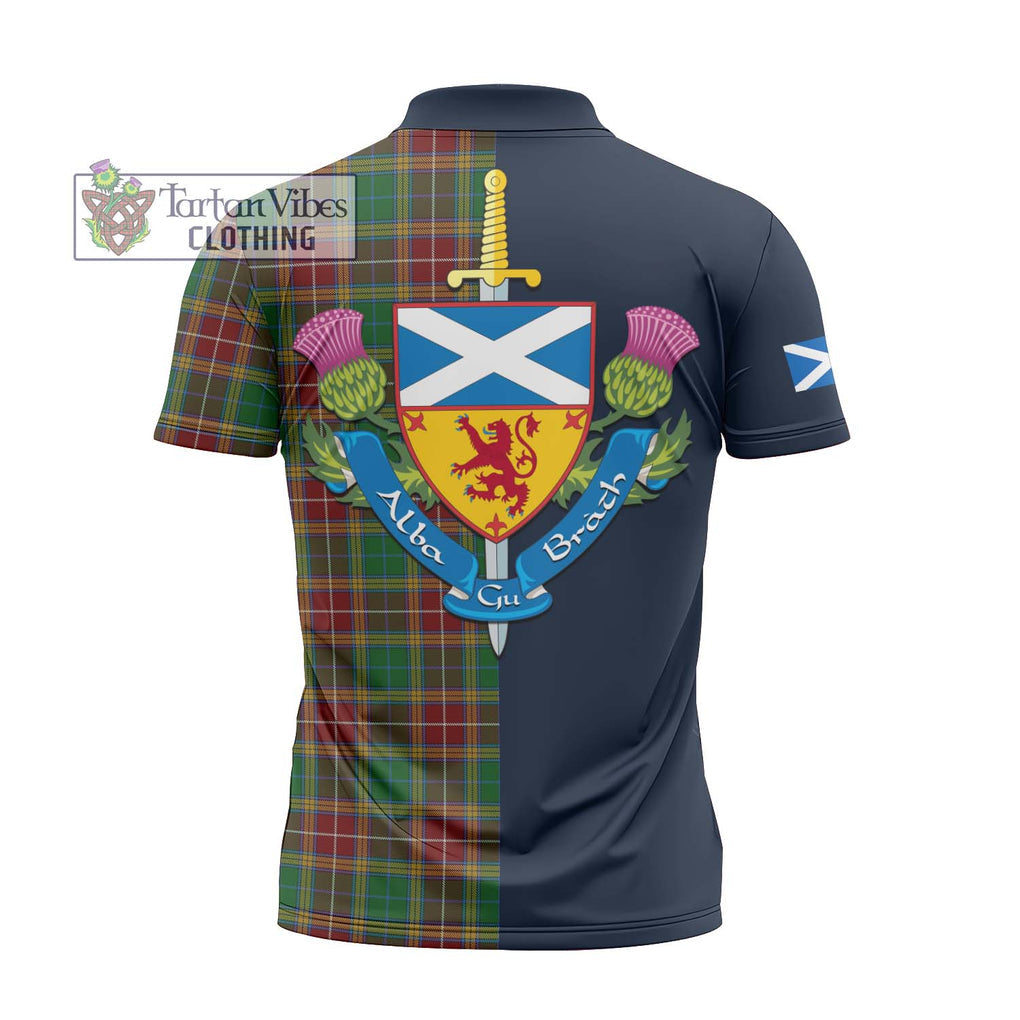 Tartan Vibes Clothing Baxter Tartan Zipper Polo Shirt with Scottish Lion Royal Arm Half Style