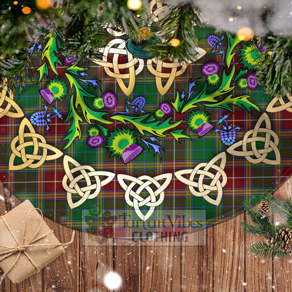 Tartan Vibes Clothing Baxter Tartan Christmas Tree Skirt with Thistle Celtic Knot Style