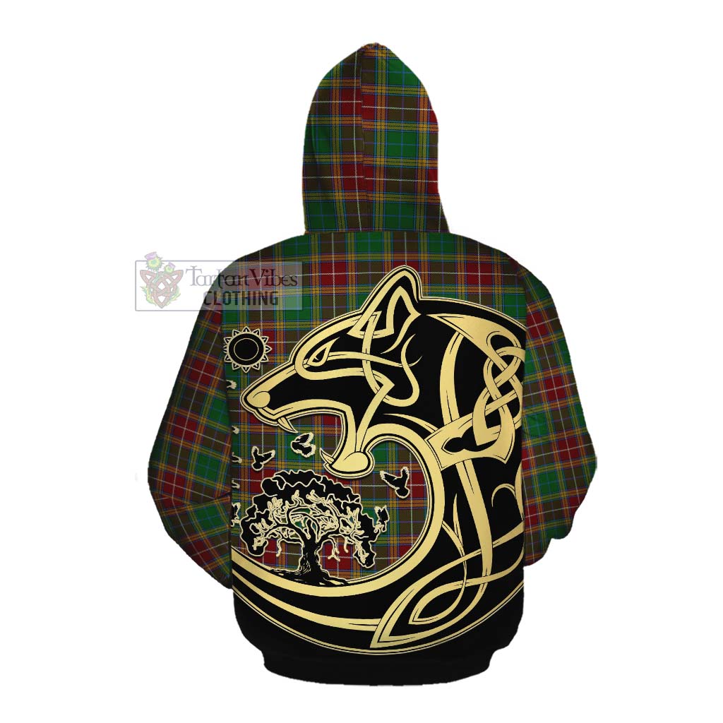 Tartan Vibes Clothing Baxter Tartan Cotton Hoodie with Family Crest Celtic Wolf Style