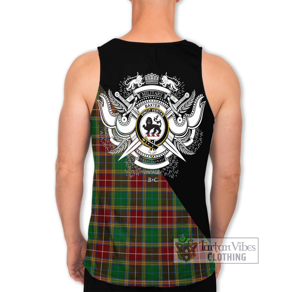 Baxter Tartan Men's Tank Top with Family Crest and Military Logo Style - Tartanvibesclothing Shop