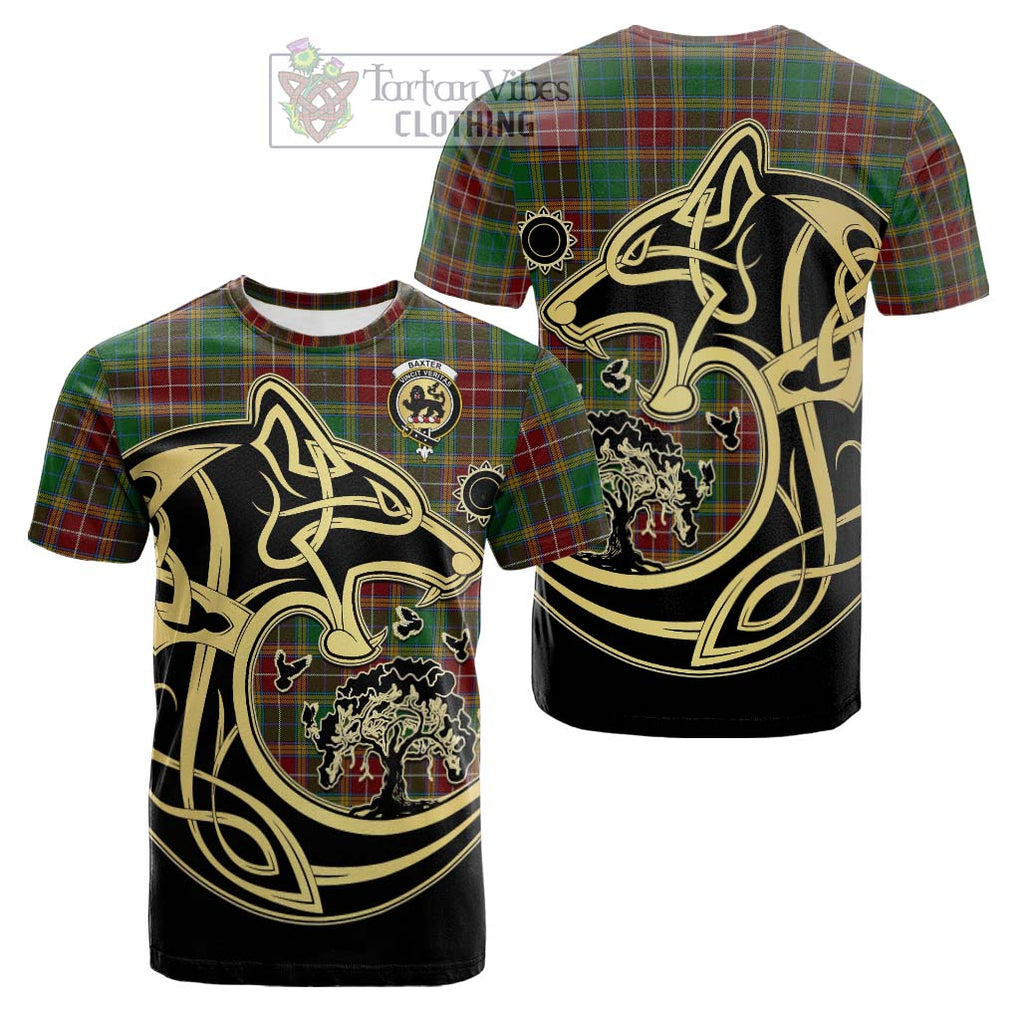 Tartan Vibes Clothing Baxter Tartan Cotton T-shirt with Family Crest Celtic Wolf Style