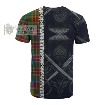 Baxter Tartan Cotton T-shirt with Family Crest Cross Sword Thistle Celtic Vibes