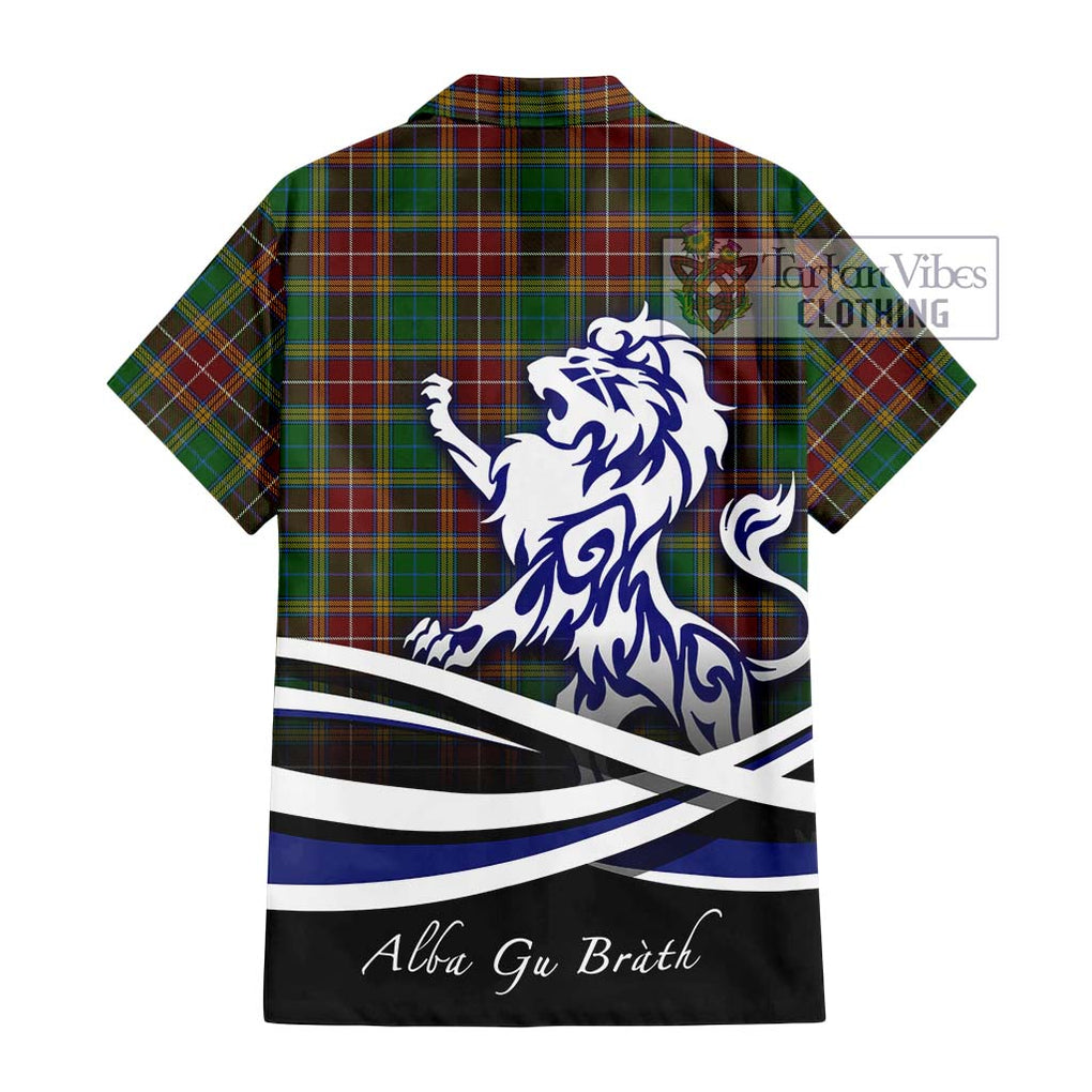 Baxter Tartan Short Sleeve Button Shirt with Alba Gu Brath Regal Lion Emblem - Tartanvibesclothing Shop