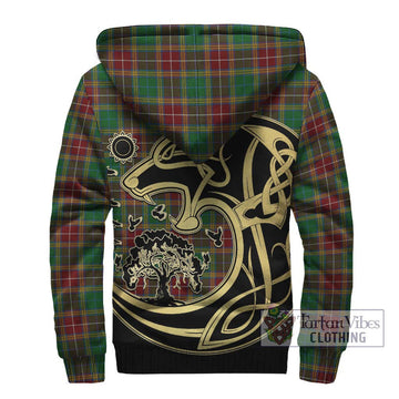 Baxter Tartan Sherpa Hoodie with Family Crest Celtic Wolf Style - Tartan Vibes Clothing