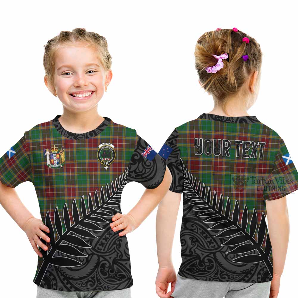 Tartan Vibes Clothing Baxter Crest Tartan Kid T-Shirt with New Zealand Silver Fern Half Style