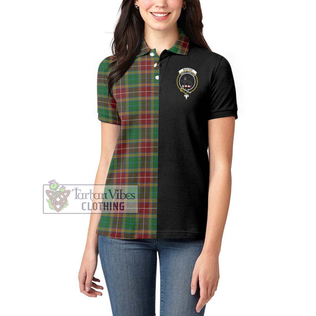 Baxter Tartan Women's Polo Shirt with Family Crest and Half Of Me Style - Tartanvibesclothing Shop