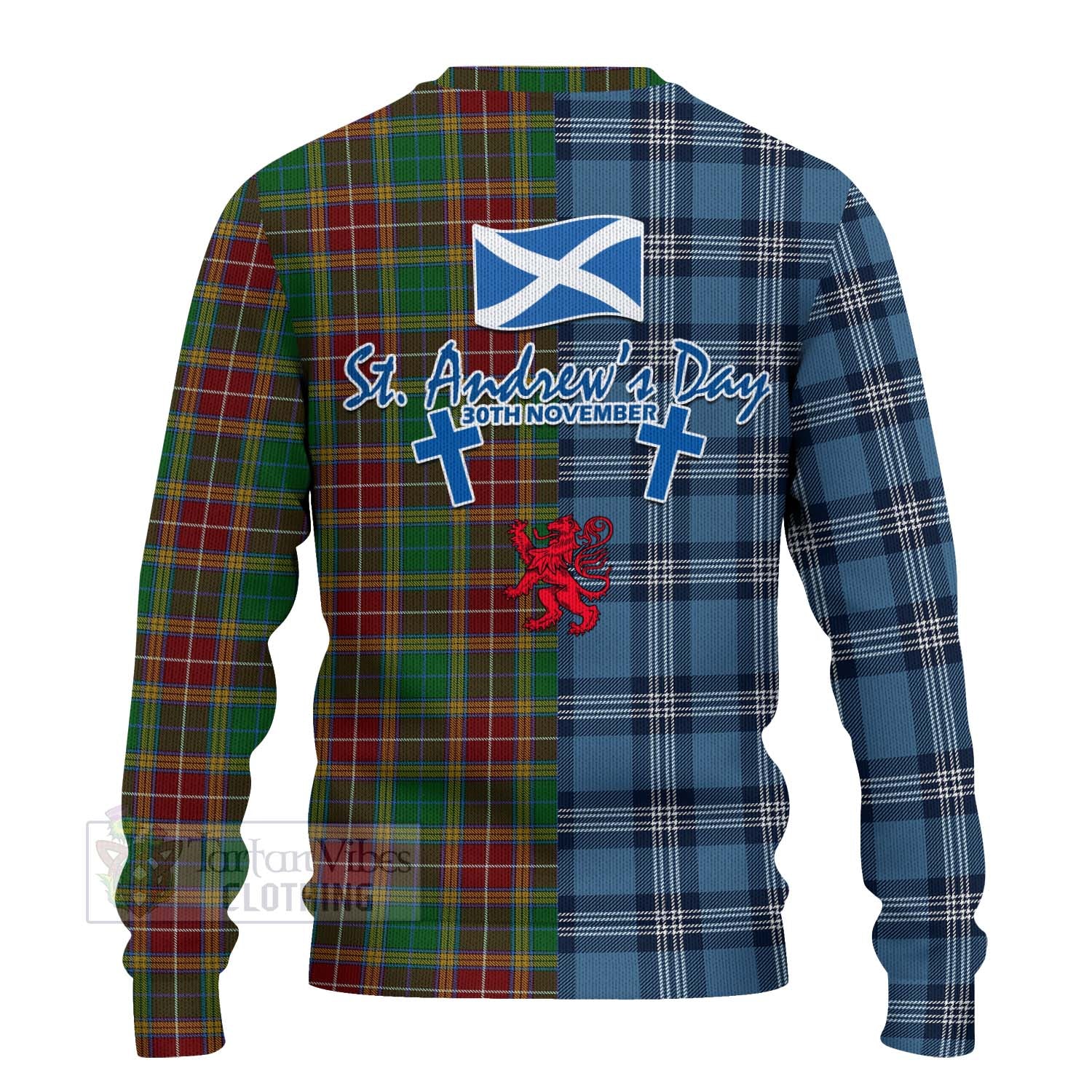 Tartan Vibes Clothing Baxter Tartan Knitted Sweater Happy St. Andrew's Day Half Tartan Style