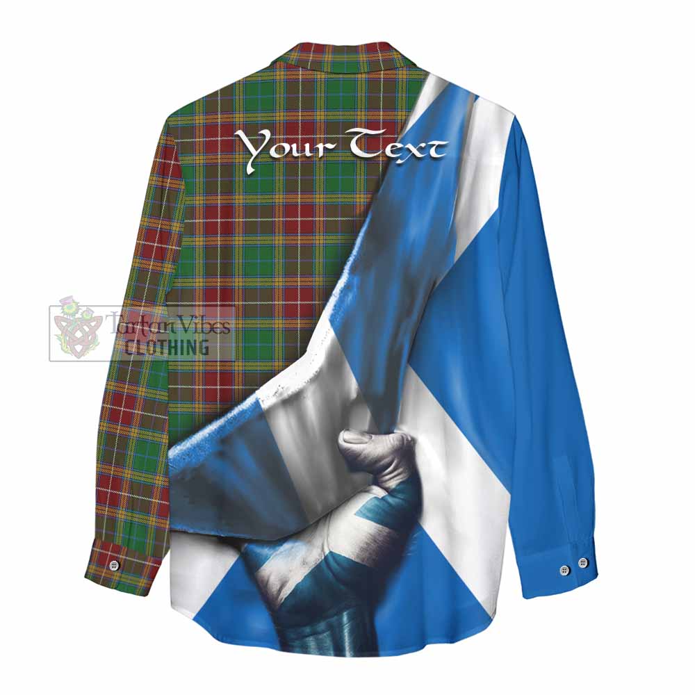 Tartan Vibes Clothing Baxter Tartan Women's Casual Shirt with Family Crest Scotland Patriotic Style