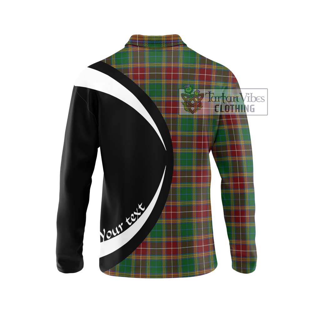 Baxter Tartan Long Sleeve Polo Shirt with Family Crest Circle Style - Tartan Vibes Clothing