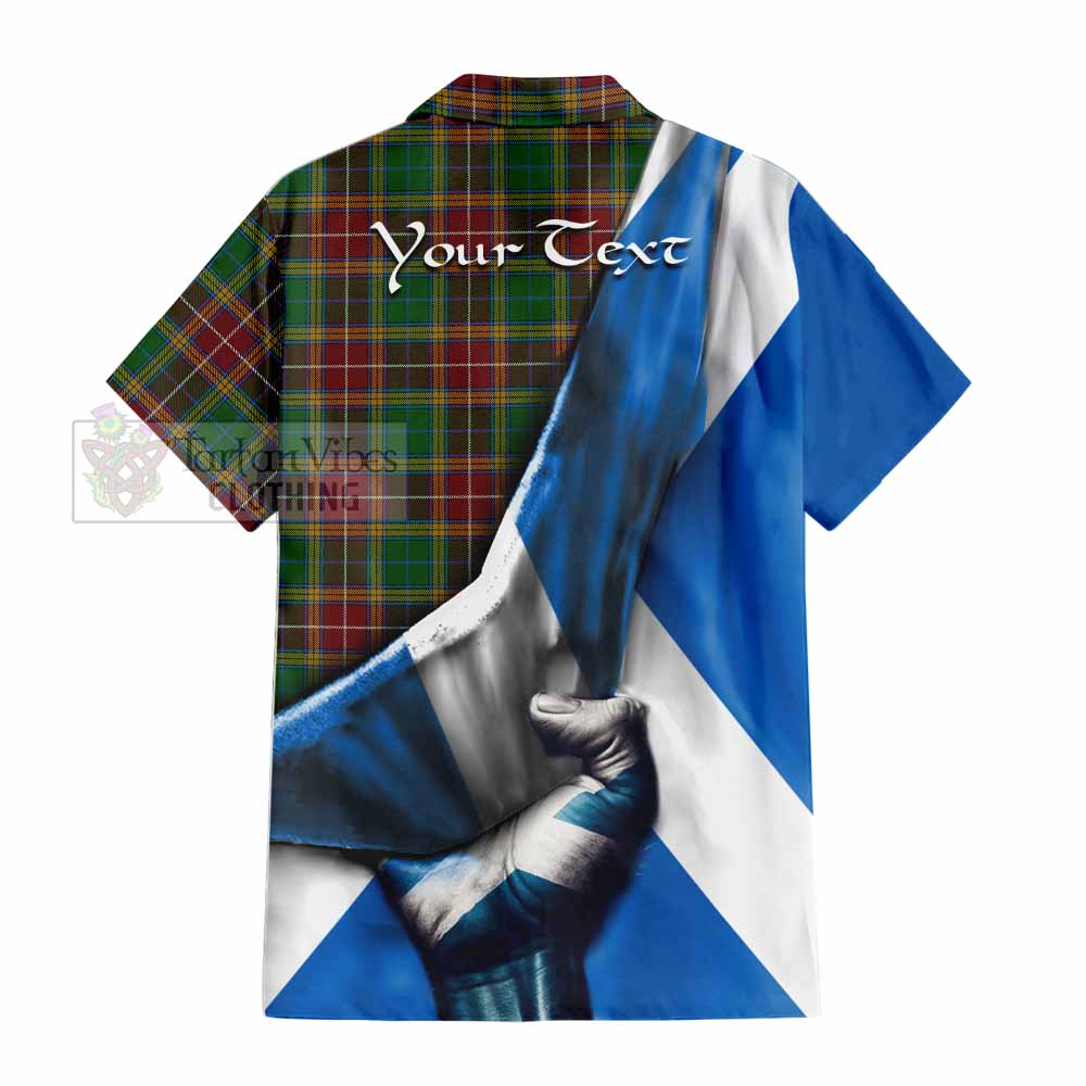 Tartan Vibes Clothing Baxter Tartan Short Sleeve Button Shirt with Family Crest Scotland Patriotic Style