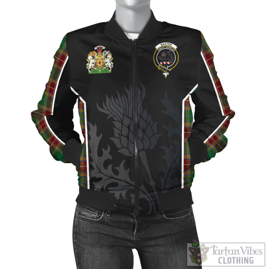 Baxter Tartan Bomber Jacket with Family Crest and Scottish Thistle Vibes Sport Style - Tartan Vibes Clothing