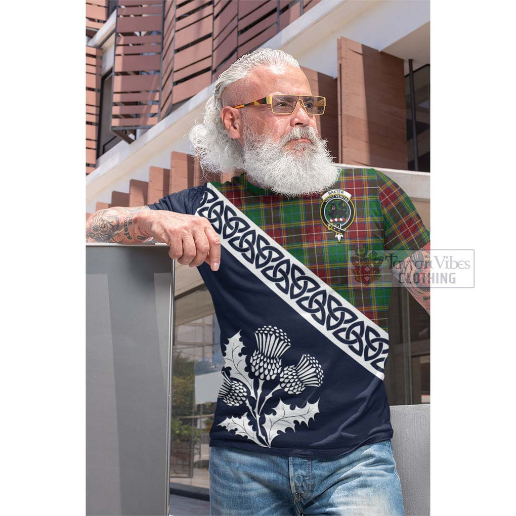 Tartan Vibes Clothing Baxter Tartan Cotton T-shirt Featuring Thistle and Scotland Map