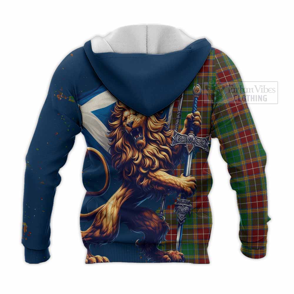 Tartan Vibes Clothing Baxter Tartan Family Crest Knitted Hoodie with Scottish Majestic Lion