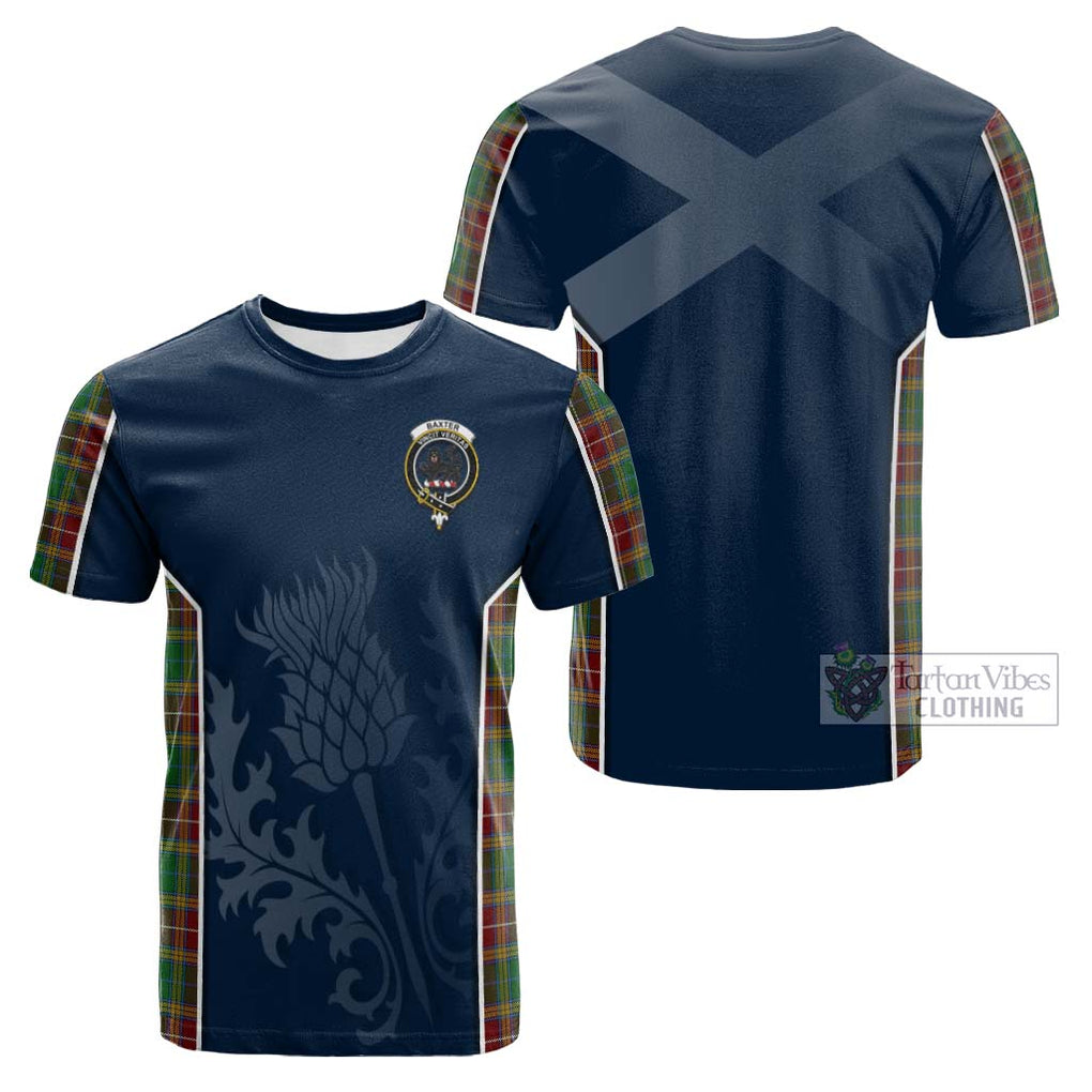 Tartan Vibes Clothing Baxter Tartan Cotton T-shirt with Family Crest and Scottish Thistle Vibes Sport Style