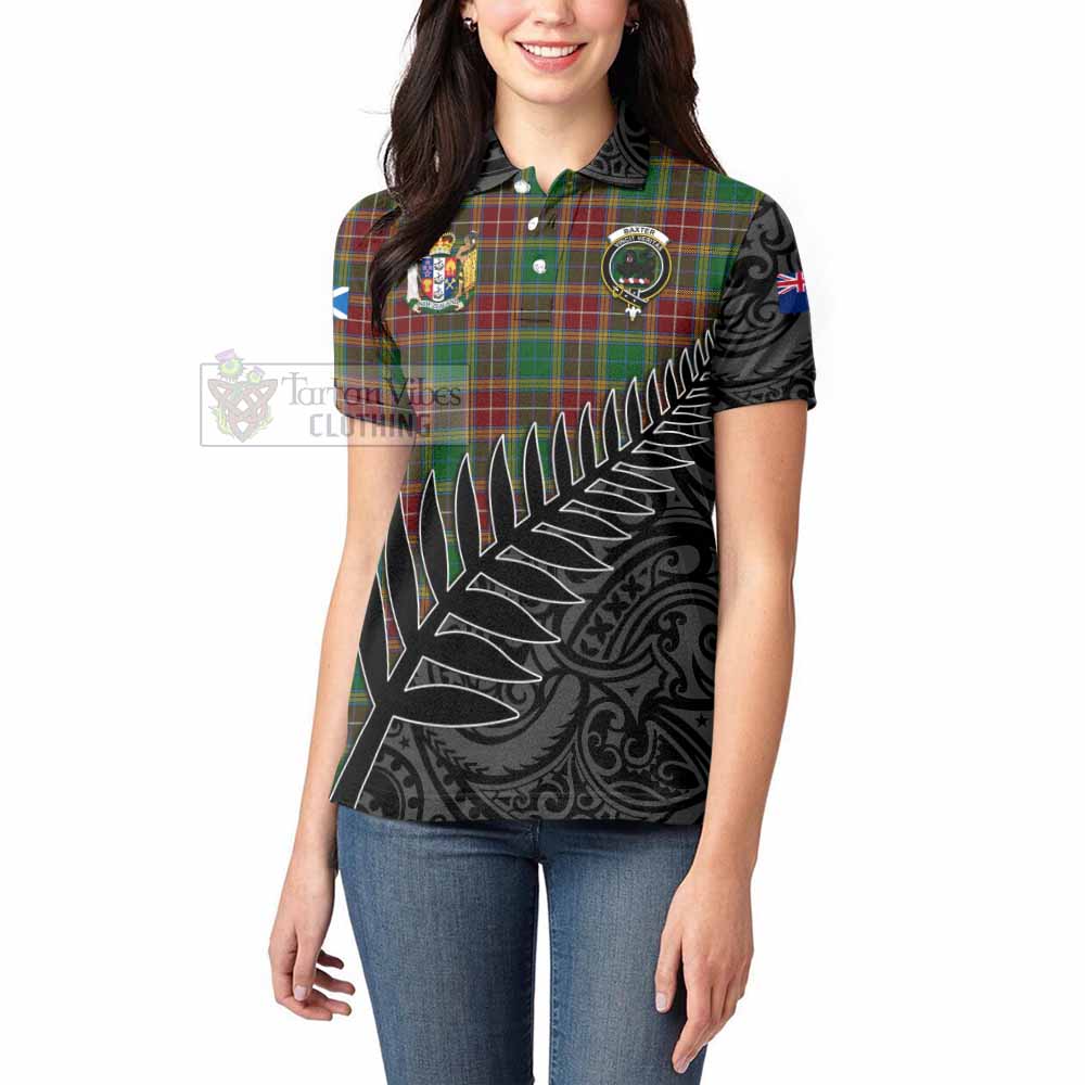 Tartan Vibes Clothing Baxter Crest Tartan Women's Polo Shirt with New Zealand Silver Fern Half Style