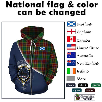 Baxter Tartan Hoodie with Personalised National Flag and Family Crest Half Style