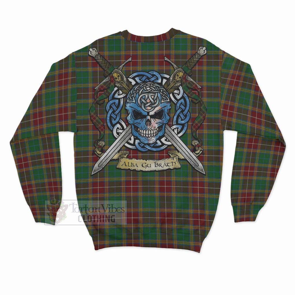 Tartan Vibes Clothing Baxter Tartan Sweatshirt with Family Crest Celtic Skull Style