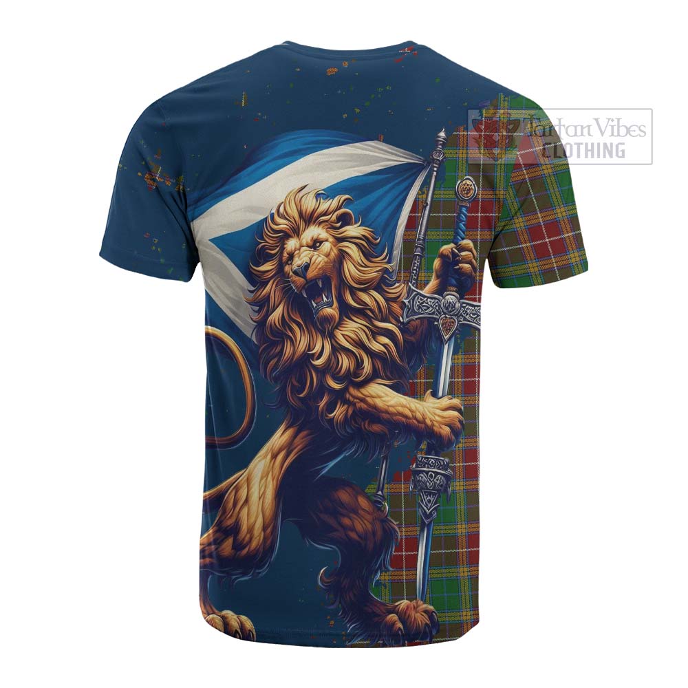 Tartan Vibes Clothing Baxter Tartan Family Crest Cotton T-shirt with Scottish Majestic Lion