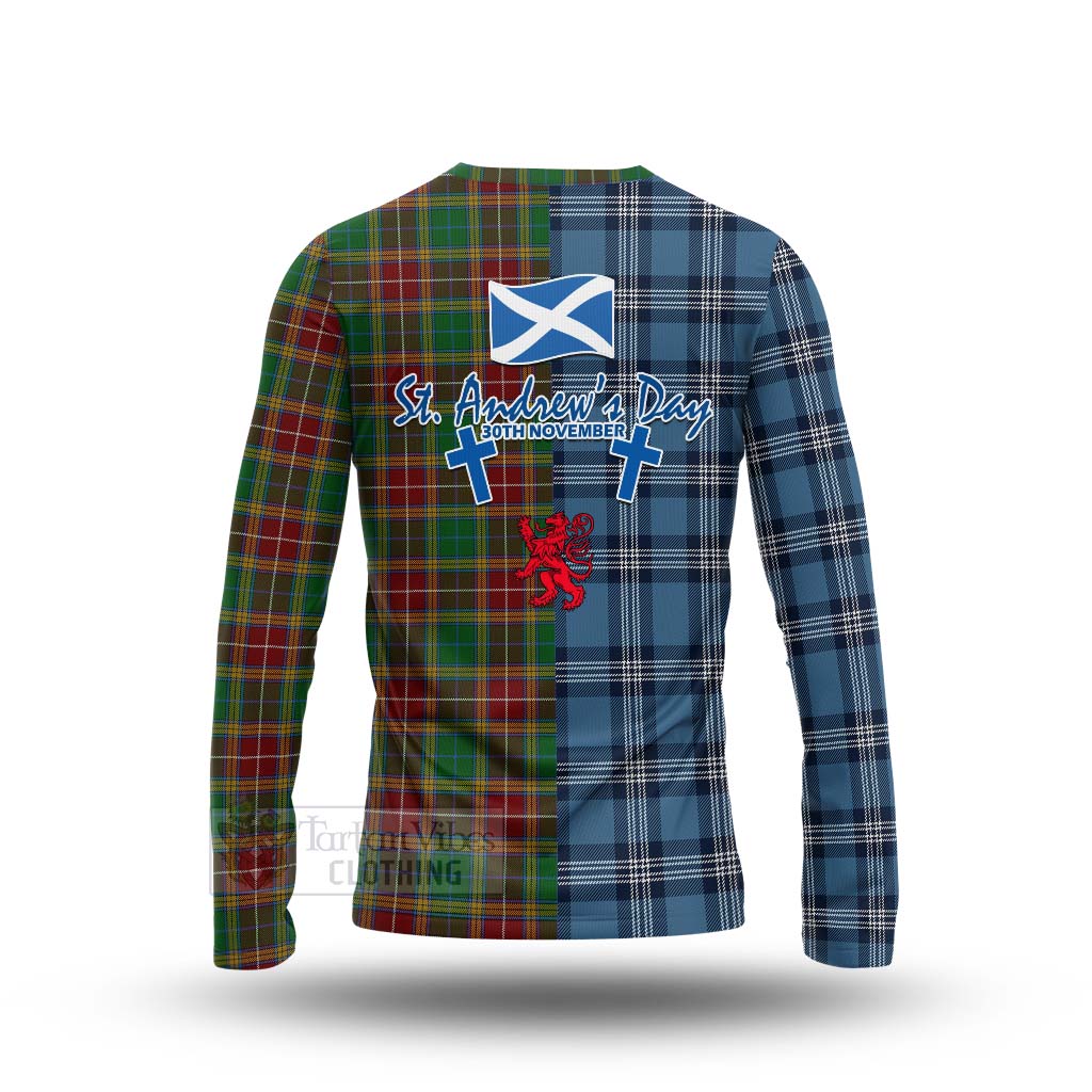 Tartan Vibes Clothing Baxter Tartan Long Sleeve T-Shirt Happy St. Andrew's Day Half Tartan Style