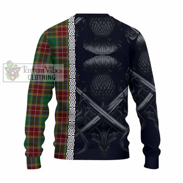 Baxter Tartan Knitted Sweater with Family Crest Cross Sword Thistle Celtic Vibes