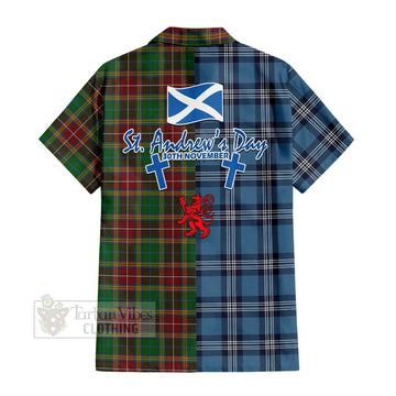 Baxter Tartan Short Sleeve Button Shirt Happy St. Andrew's Day Half Tartan Style