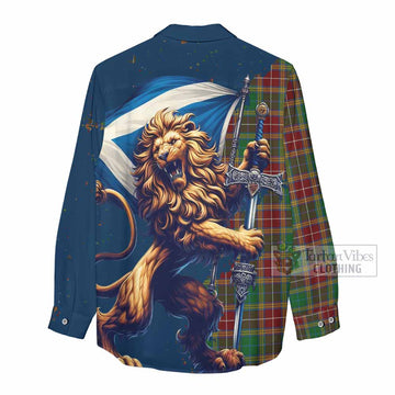 Baxter Tartan Family Crest Women's Casual Shirt with Scottish Majestic Lion