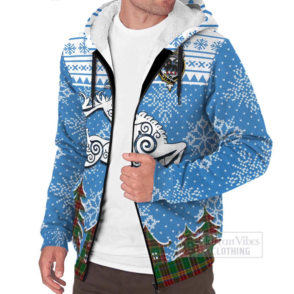 Tartan Vibes Clothing Baxter Clan Christmas Sherpa Hoodie Celtic Reindeer Style