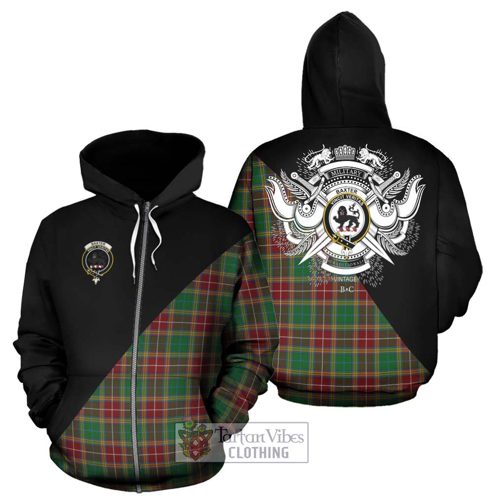 Baxter Tartan Hoodie with Family Crest and Military Logo Style - Tartanvibesclothing Shop