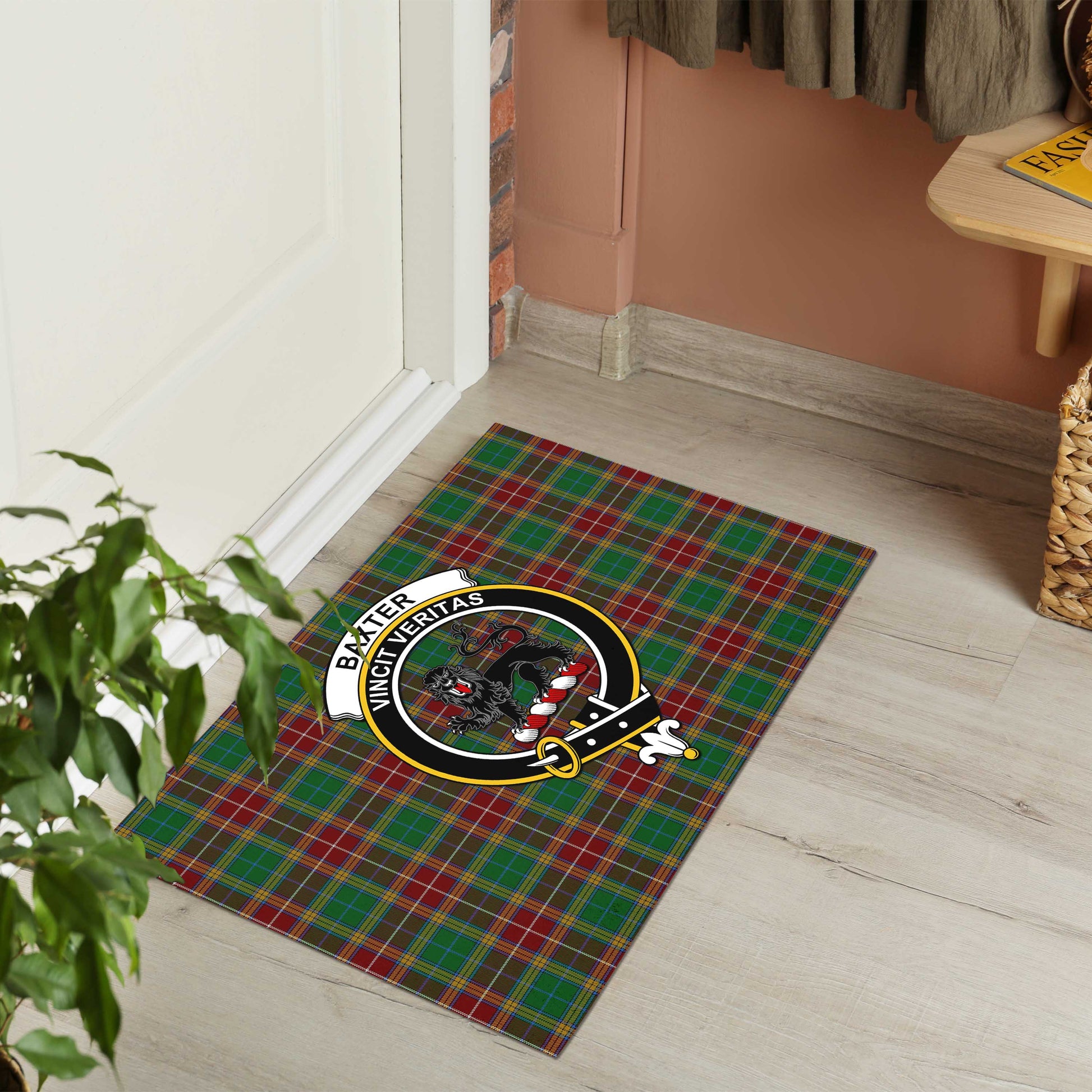 Baxter Tartan Door Mat with Family Crest - Tartanvibesclothing