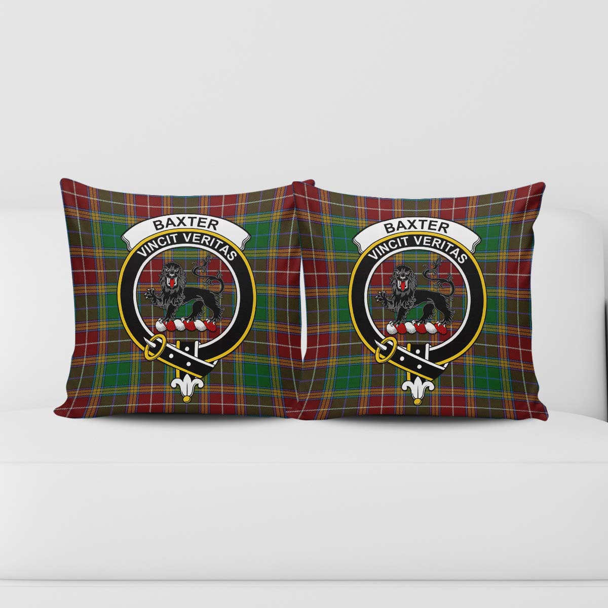 Baxter Tartan Pillow Cover with Family Crest - Tartanvibesclothing