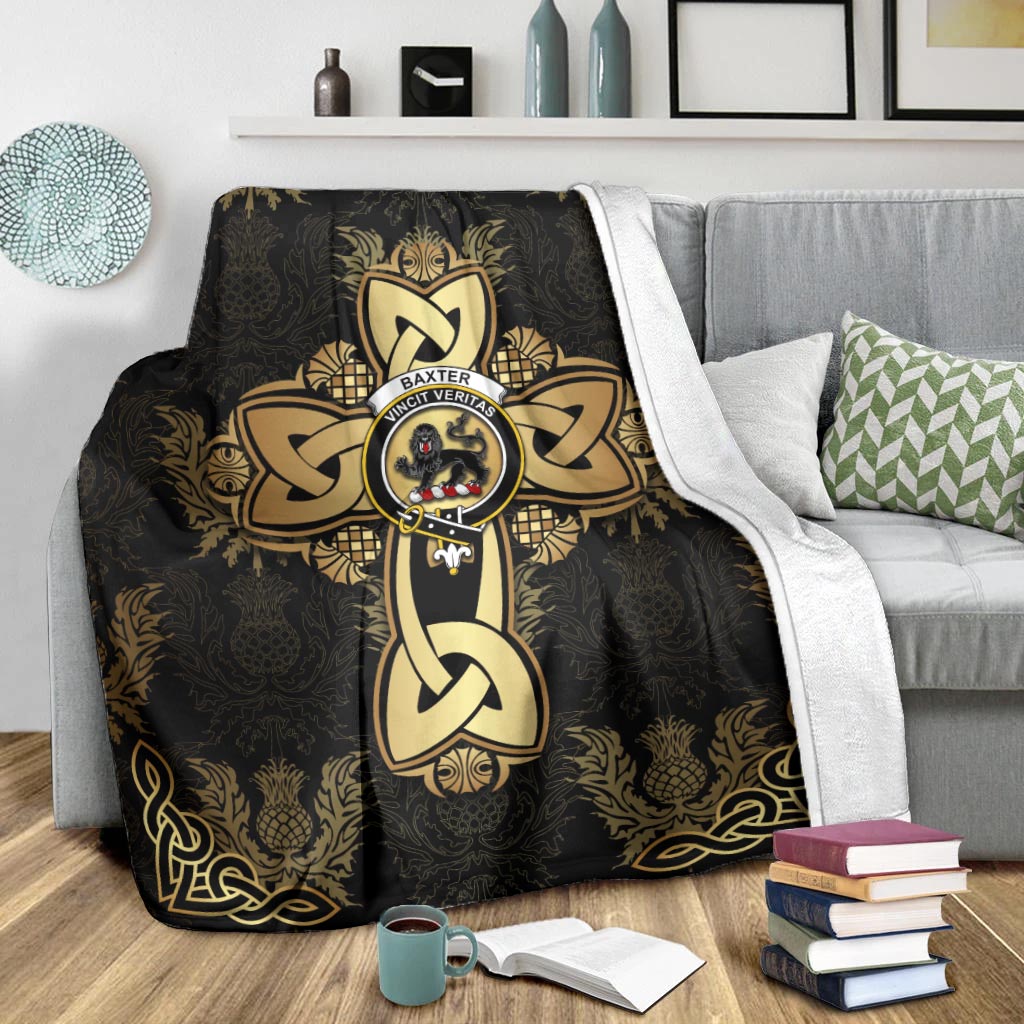 Baxter Clan Blanket Gold Thistle Celtic Style - Tartanvibesclothing