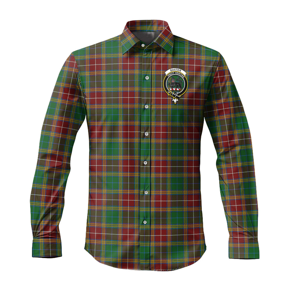 Baxter Tartan Long Sleeve Button Up Shirt with Family Crest - Tartanvibesclothing