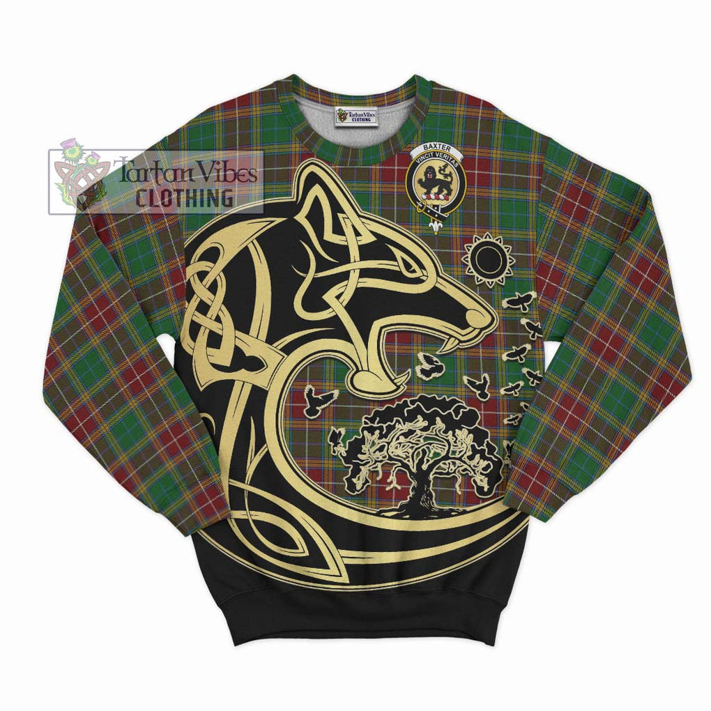 Baxter Tartan Sweatshirt with Family Crest Celtic Wolf Style - Tartan Vibes Clothing