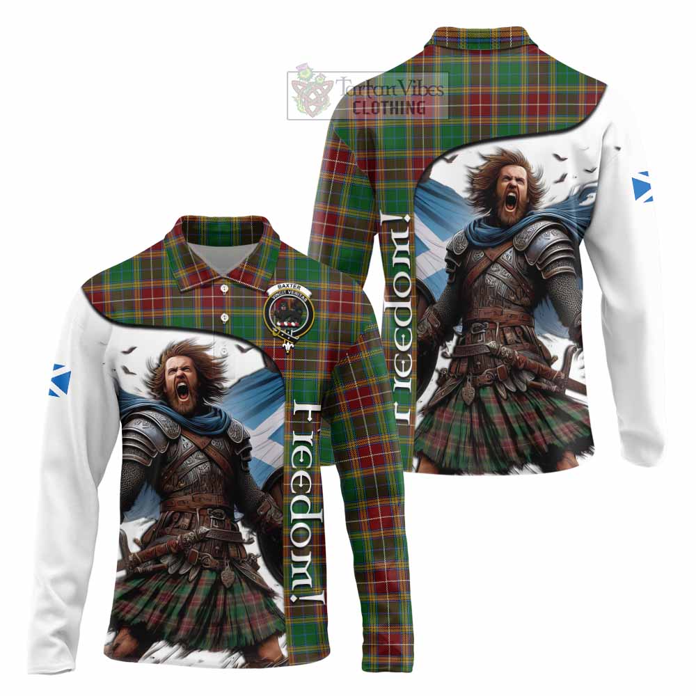 Tartan Vibes Clothing Baxter Crest Tartan Long Sleeve Polo Shirt Inspired by the Freedom of Scottish Warrior