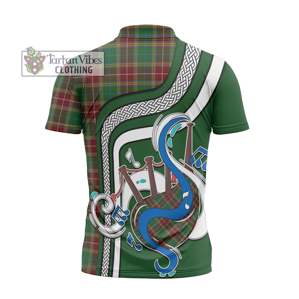 Baxter Tartan Zipper Polo Shirt with Epic Bagpipe Style - Tartanvibesclothing Shop