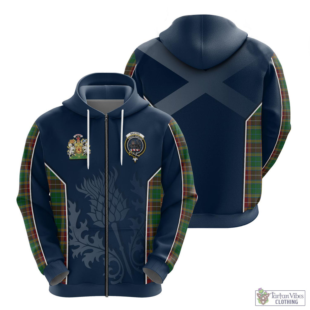 Tartan Vibes Clothing Baxter Tartan Hoodie with Family Crest and Scottish Thistle Vibes Sport Style