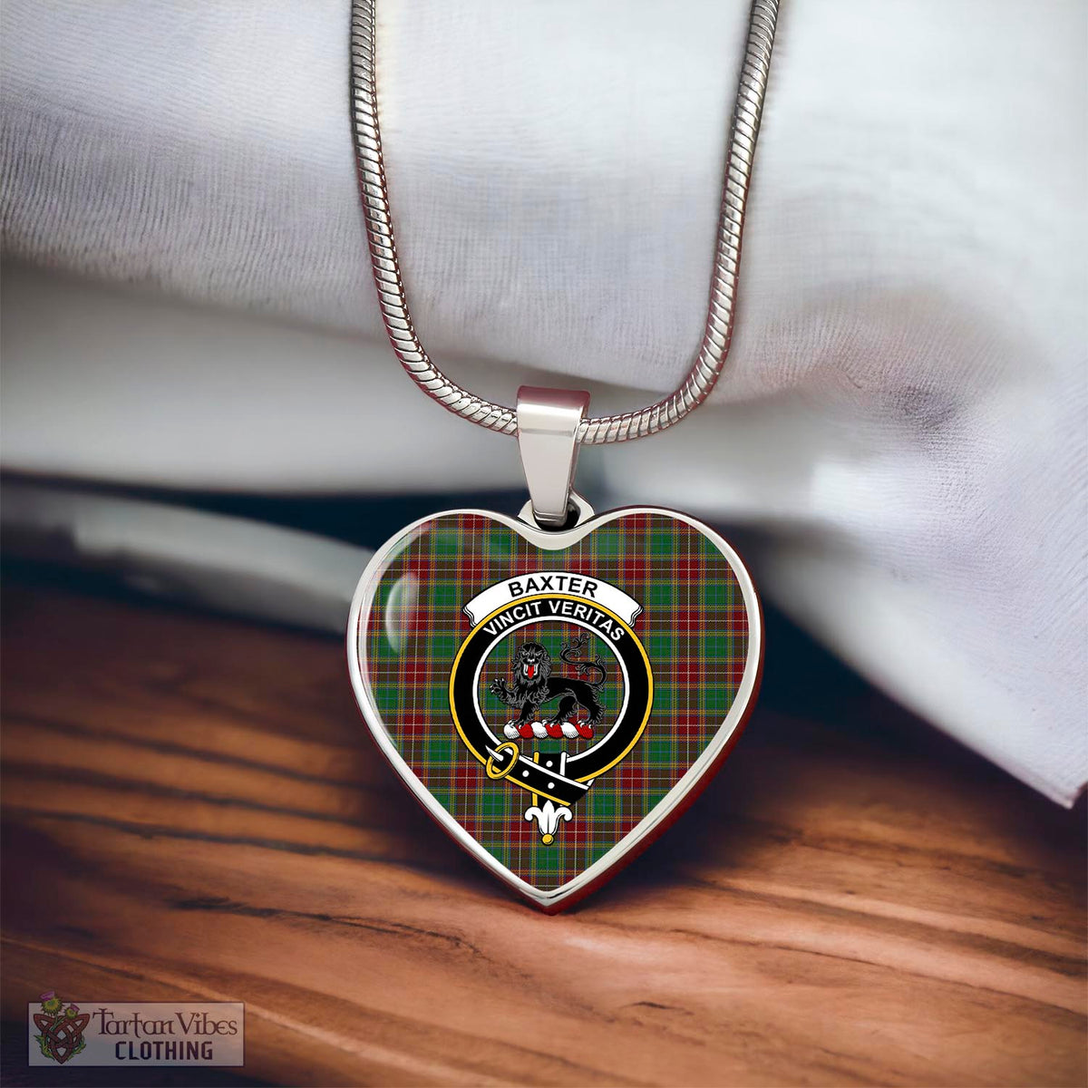 Baxter Tartan Heart Necklace with Family Crest - Tartan Vibes Clothing