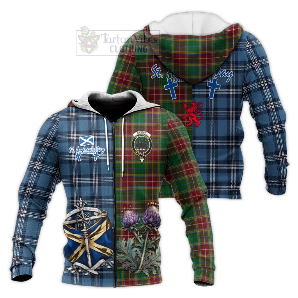 Tartan Vibes Clothing Baxter Tartan Knitted Hoodie Happy St. Andrew's Day Half Tartan Style