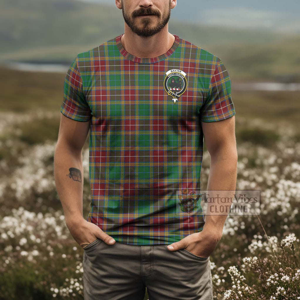 Tartan Vibes Clothing Baxter Tartan T-Shirt with Family Crest and Bearded Skull Holding Bottles of Whiskey