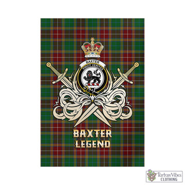 Baxter Tartan Garden Flag with Clan Crest and the Golden Sword of Courageous Legacy - Tartan Vibes Clothing