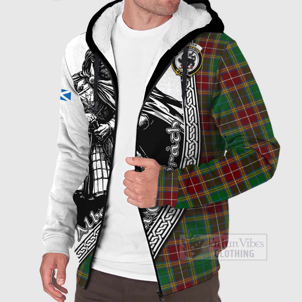 Tartan Vibes Clothing Baxter Tartan Clan Crest Sherpa Hoodie with Highlander Warrior Celtic Style