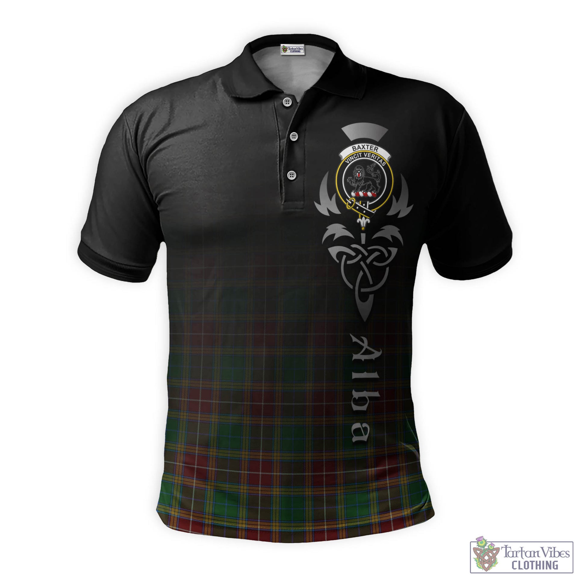 Tartan Vibes Clothing Baxter Tartan Polo Shirt Featuring Alba Gu Brath Family Crest Celtic Inspired