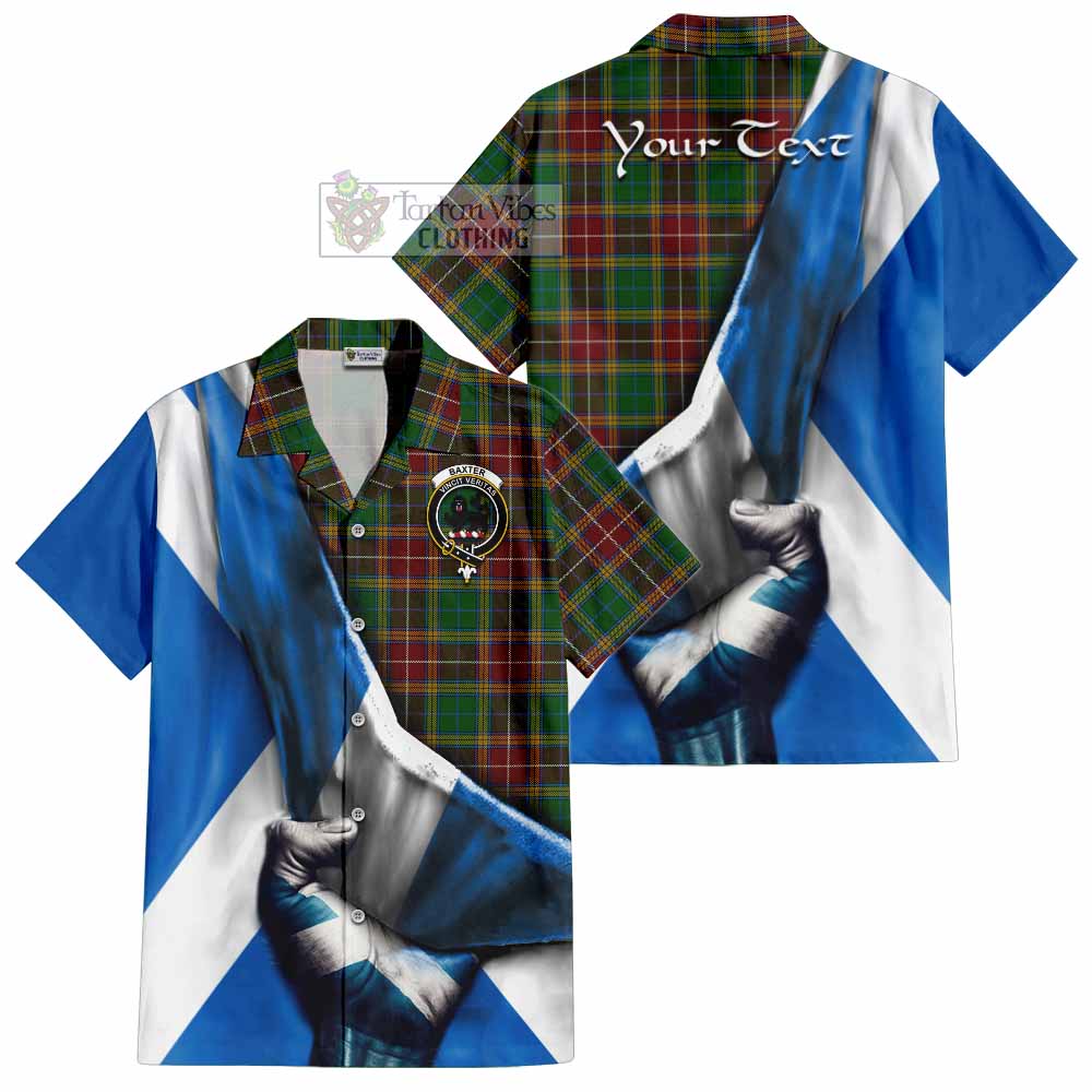 Tartan Vibes Clothing Baxter Tartan Short Sleeve Button Shirt with Family Crest Scotland Patriotic Style