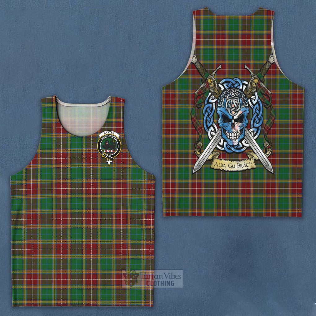 Tartan Vibes Clothing Baxter Tartan Men's Tank Top with Family Crest Celtic Skull Style